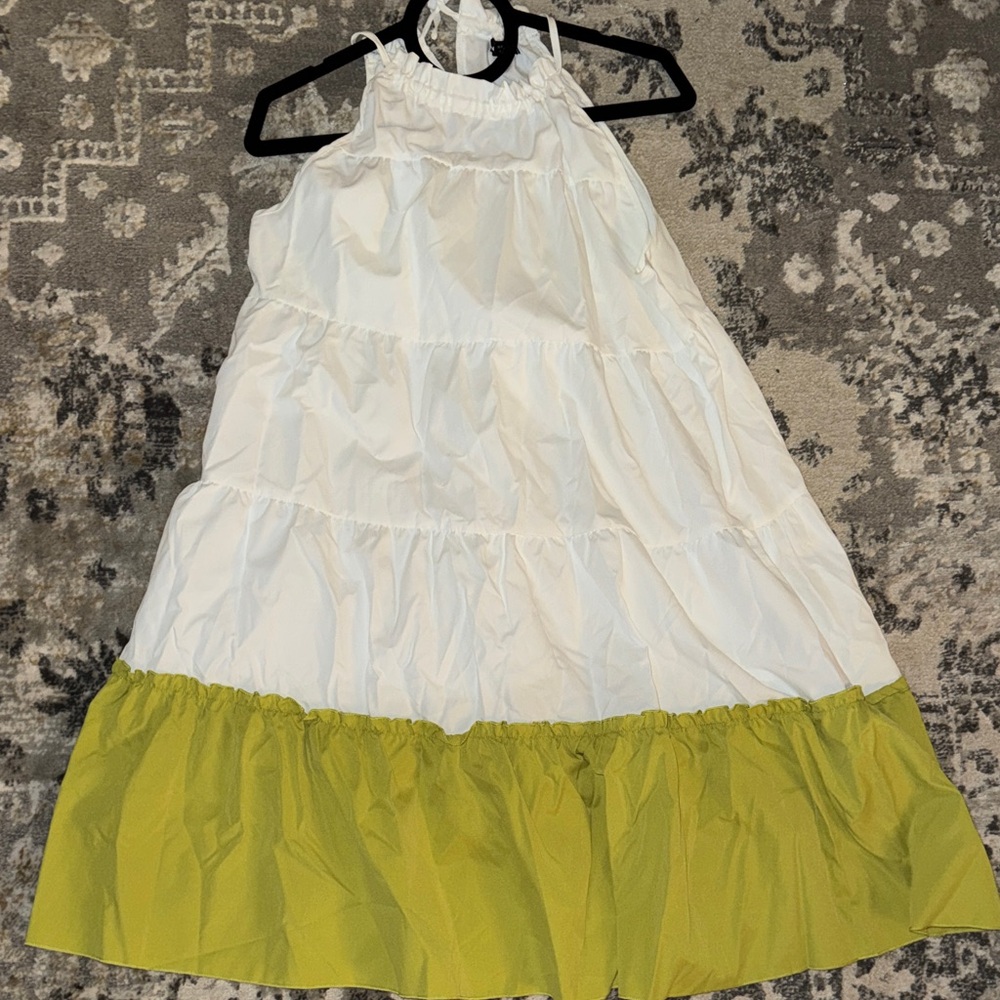 White & Green Halter Dress | SHEIN